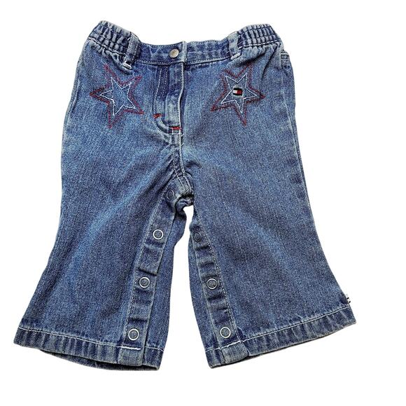 Vintage Tommy Hilfiger Overalls Size 3-6 Months Jean Denim Girl Pants - Picture 1 of 6